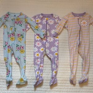 The Children's Place Long Sleeve Zip-Front Snug Fit Footies 18-24M Set of 3
